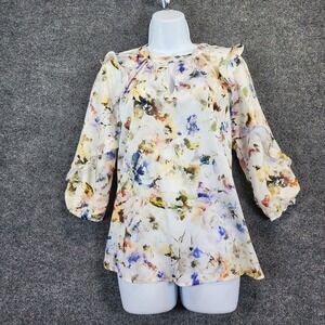 Anthropologie Dolan Araminta Ruffled Top Floral Cut Out Boho Romantic XS NWT